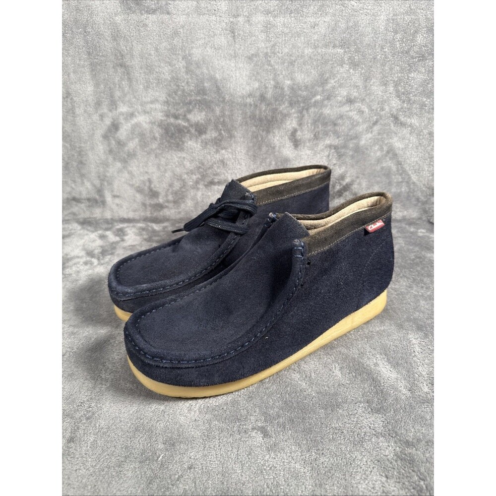 Clarks Wallabee Style Chukka Boot Men's 9.5 Navy Suede Natural Crepe *One Lace*